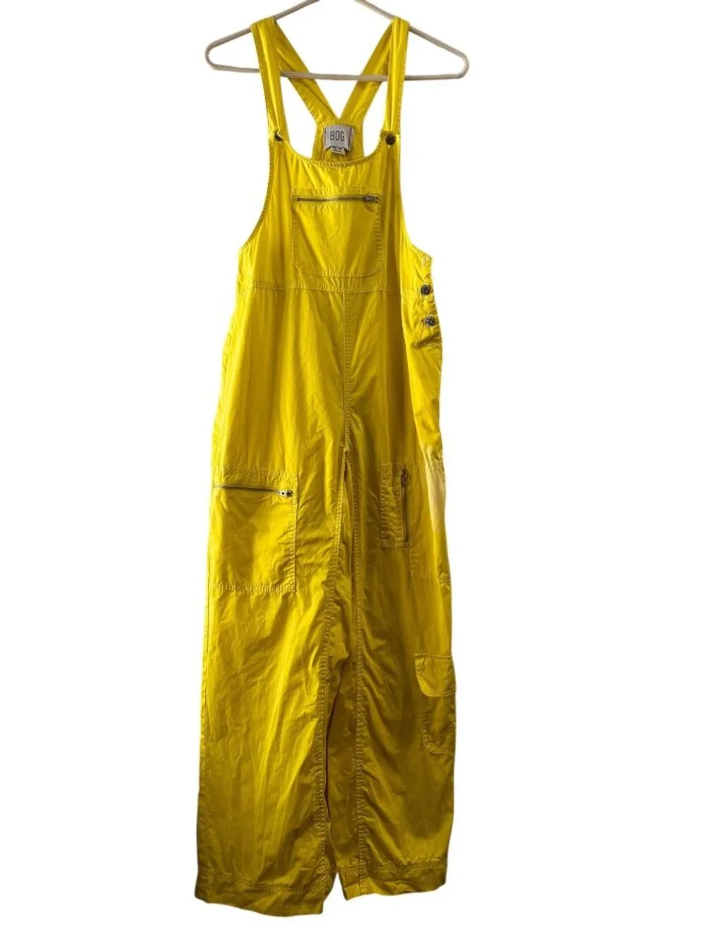 BDG Down Slouchy Overall Coverall Womens Yellow XS Cargo Wide Leg Carpenter Boho